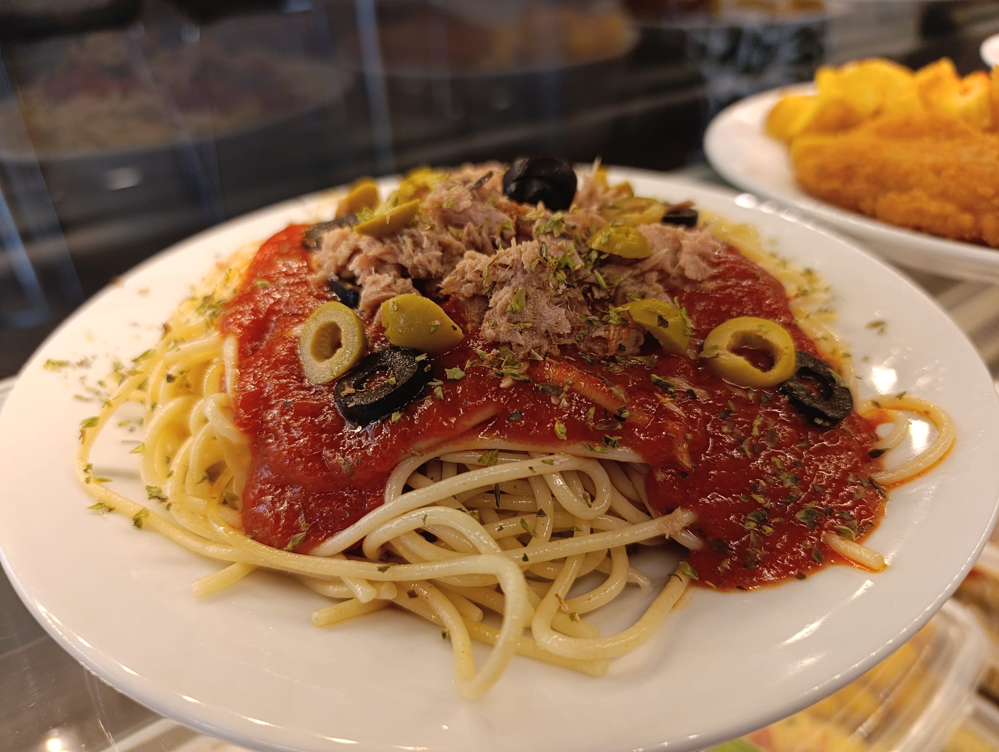 Plato de pasta del men&uacute; del d&iacute;a